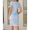 imageHolipick Casual Summer Dresses Women Short Sleeve T Shirt Crew Neck Tie Waist Knee Length Dress with Pockets