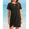 imageHolipick Casual Summer Dresses Women Twist Knot Front T Shirt Short Sleeve Loose Beach Cover Up DressBlack