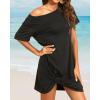 imageHolipick Casual Summer Dresses Women Twist Knot Front T Shirt Short Sleeve Loose Beach Cover Up DressBlack