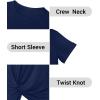 imageHolipick Casual Summer Dresses Women Twist Knot Front T Shirt Short Sleeve Loose Beach Cover Up DressDark Blue