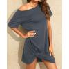 imageHolipick Casual Summer Dresses Women Twist Knot Front T Shirt Short Sleeve Loose Beach Cover Up DressGray