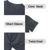 imageHolipick Casual Summer Dresses Women Twist Knot Front T Shirt Short Sleeve Loose Beach Cover Up DressGray
