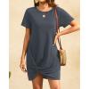 imageHolipick Casual Summer Dresses Women Twist Knot Front T Shirt Short Sleeve Loose Beach Cover Up DressGray