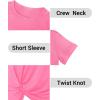 imageHolipick Casual Summer Dresses Women Twist Knot Front T Shirt Short Sleeve Loose Beach Cover Up DressPink