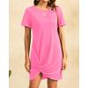 imageHolipick Casual Summer Dresses Women Twist Knot Front T Shirt Short Sleeve Loose Beach Cover Up DressPink