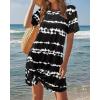 imageHolipick Casual Summer Dresses Women Twist Knot Front T Shirt Short Sleeve Loose Beach Cover Up DressTie Dye