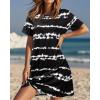 imageHolipick Casual Summer Dresses Women Twist Knot Front T Shirt Short Sleeve Loose Beach Cover Up DressTie Dye