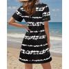 imageHolipick Casual Summer Dresses Women Twist Knot Front T Shirt Short Sleeve Loose Beach Cover Up DressTie Dye
