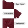 imageHolipick Casual Summer Dresses Women Twist Knot Front T Shirt Short Sleeve Loose Beach Cover Up DressWine Red