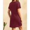 imageHolipick Casual Summer Dresses Women Twist Knot Front T Shirt Short Sleeve Loose Beach Cover Up DressWine Red