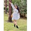 imageHolipick Long Sleeve Dress for Women Graduation Teen Homecoming Tie Back Square Neck Ruffle ALine Casual Short DressesWhite