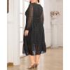 imageHolipick Women Semi Formal Dresses Plus Size Swiss Dot Long Sleeves Belted ALine Midi Wedding Guest Spring Fall DressBlack