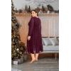 imageHolipick Women Semi Formal Dresses Plus Size Swiss Dot Long Sleeves Belted ALine Midi Wedding Guest Spring Fall DressBurgundy