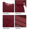 imageHolipick Women Semi Formal Dresses Plus Size Swiss Dot Long Sleeves Belted ALine Midi Wedding Guest Spring Fall DressBurgundy