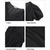 imageHolipick Women Summer Casual Dress Boho Floral V Neck Short Sleeves Smocked Waist Chiffon Swing Knee Length DressesBlack
