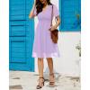 imageHolipick Women Summer Casual Dress Boho Floral V Neck Short Sleeves Smocked Waist Chiffon Swing Knee Length DressesPurple