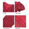 imageHolipick Women Summer Casual Dress Boho Floral V Neck Short Sleeves Smocked Waist Chiffon Swing Knee Length DressesRed