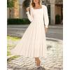 imageHolipick Womens Boho Square Neck Smocked Long Puff Sleeve A Line Flowy Casual Maxi DressBeige