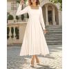 imageHolipick Womens Boho Square Neck Smocked Long Puff Sleeve A Line Flowy Casual Maxi DressBeige