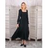imageHolipick Womens Boho Square Neck Smocked Long Puff Sleeve A Line Flowy Casual Maxi DressBlack