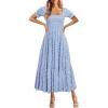 imageHolipick Womens Casual Dress Square Neck Smocked Shirred Puff Sleeve Cute Long Flowy Maxi A Line Boho DressesPolka Dot