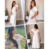 imageHolipick Womens Casual Dress Square Neck Smocked Shirred Puff Sleeve Cute Long Flowy Maxi A Line Boho DressesWhite