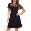 imageHolipick Womens Cocktail Dresses Wedding Guest Party Crew Neck Short A Line Dress with Lace SleevesBlack