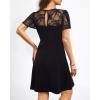 imageHolipick Womens Cocktail Dresses Wedding Guest Party Crew Neck Short A Line Dress with Lace SleevesBlack