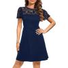 imageHolipick Womens Cocktail Dresses Wedding Guest Party Crew Neck Short A Line Dress with Lace SleevesNavy Blue