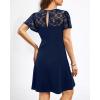 imageHolipick Womens Cocktail Dresses Wedding Guest Party Crew Neck Short A Line Dress with Lace SleevesNavy Blue