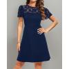 imageHolipick Womens Cocktail Dresses Wedding Guest Party Crew Neck Short A Line Dress with Lace SleevesNavy Blue