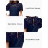imageHolipick Womens Cocktail Dresses Wedding Guest Party Crew Neck Short A Line Dress with Lace SleevesNavy Blue