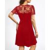 imageHolipick Womens Cocktail Dresses Wedding Guest Party Crew Neck Short A Line Dress with Lace SleevesRed
