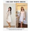 imageHolipick Womens Cocktail Dresses Wedding Guest Party Crew Neck Short A Line Dress with Lace SleevesWhite Long Sleeve