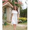 imageHolipick Womens Cocktail Dresses Wedding Guest Party Crew Neck Short A Line Dress with Lace SleevesWhite Short Sleeve