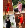 imageHolipick Womens Homecoming Sexy Bodycon Mini Dress Cocktail Party Short Tight Dresses with Long Sleeve Square NeckPink