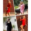 imageHolipick Womens Homecoming Sexy Bodycon Mini Dress Cocktail Party Short Tight Dresses with Long Sleeve Square NeckRed