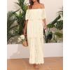 imageHolipick Womens Off Shoulder Lace Maxi Dress Boho Wedding Guest Bridesmaid Beach Formal Long DressBeige