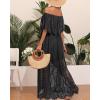 imageHolipick Womens Off Shoulder Lace Maxi Dress Boho Wedding Guest Bridesmaid Beach Formal Long DressBlack