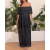 imageHolipick Womens Off Shoulder Lace Maxi Dress Boho Wedding Guest Bridesmaid Beach Formal Long DressBlack