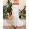 imageHolipick Womens Off Shoulder Lace Maxi Dress Boho Wedding Guest Bridesmaid Beach Formal Long DressWhite