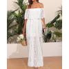 imageHolipick Womens Off Shoulder Lace Maxi Dress Boho Wedding Guest Bridesmaid Beach Formal Long DressWhite