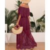imageHolipick Womens Off Shoulder Lace Maxi Dress Boho Wedding Guest Bridesmaid Beach Formal Long DressWine Red