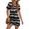imageHolipick Casual Summer Dresses Women Twist Knot Front T Shirt Short Sleeve Loose Beach Cover Up DressTie Dye
