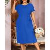imageHolipick Plus Size Summer Dresses for Curvy Women Church Business Work Casual Party Tie Short Sleeves Midi Dress PocketsBlue