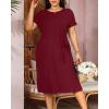 imageHolipick Plus Size Summer Dresses for Curvy Women Church Business Work Casual Party Tie Short Sleeves Midi Dress PocketsBurgundy