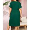 imageHolipick Plus Size Summer Dresses for Curvy Women Church Business Work Casual Party Tie Short Sleeves Midi Dress PocketsGreen