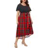imageHolipick Womens Plus Size High Low Dress Wedding Guest Semi Formal Short Sleeves Long Cocktail Dresses with PocketsChristmasred Plaid