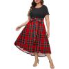 imageHolipick Womens Plus Size High Low Dress Wedding Guest Semi Formal Short Sleeves Long Cocktail Dresses with PocketsChristmasred Plaid