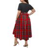 imageHolipick Womens Plus Size High Low Dress Wedding Guest Semi Formal Short Sleeves Long Cocktail Dresses with PocketsChristmasred Plaid